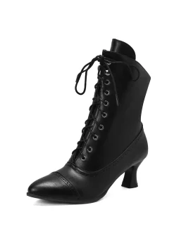 New Retro Stage Retro Leather High Heel Boots