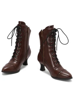 New Retro Stage Retro Leather High Heel Boots