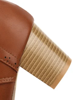 Sale Retro Stage Retro Leather Medium Heel Lace-Up Combat Boots