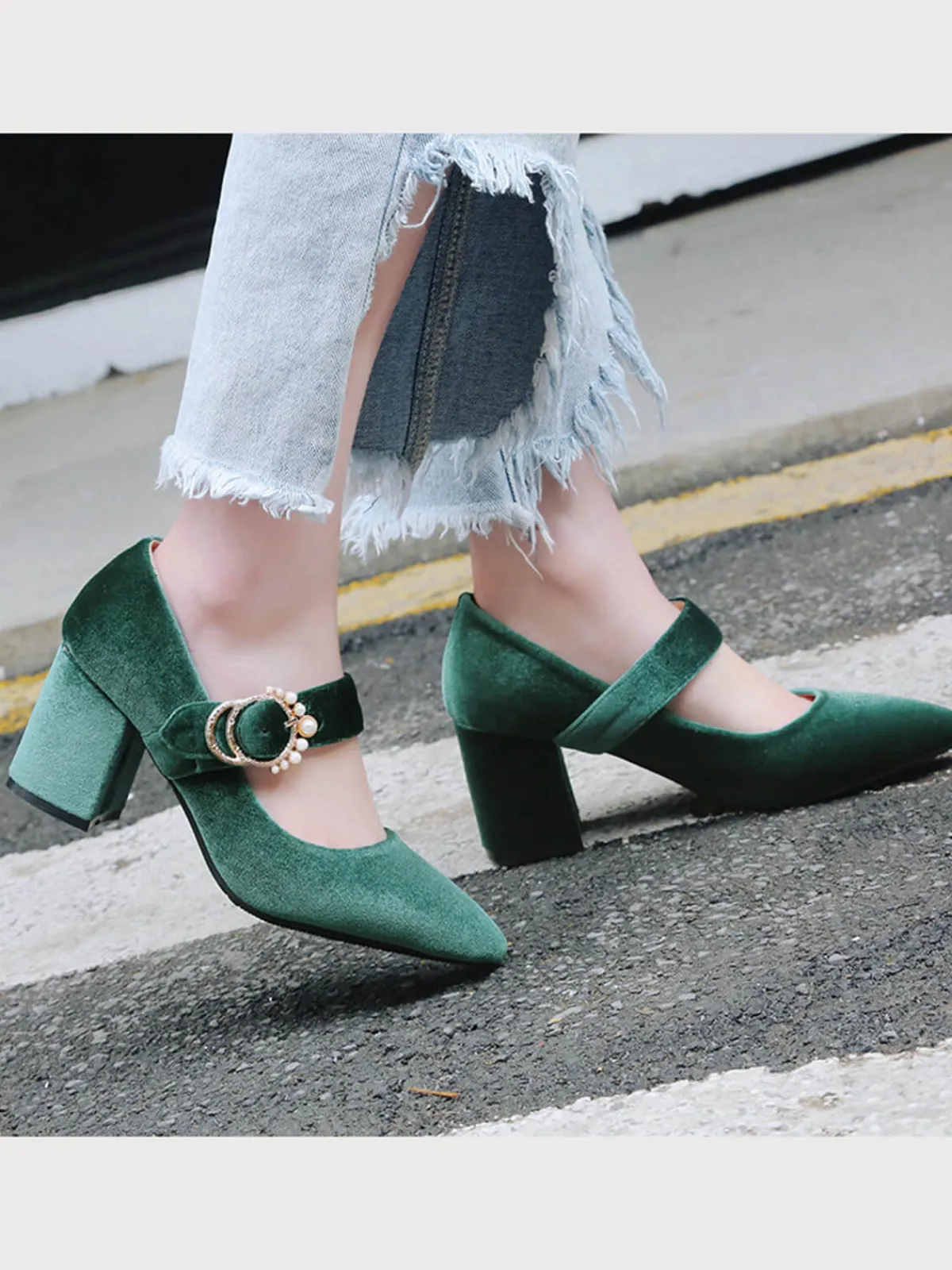Clearance Retro Stage Retro Mary Jane Chunky High Heel Shoes