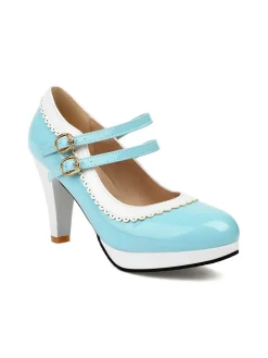 Discount Retro Stage Retro Mary Jane Chunky High Heels Shoes