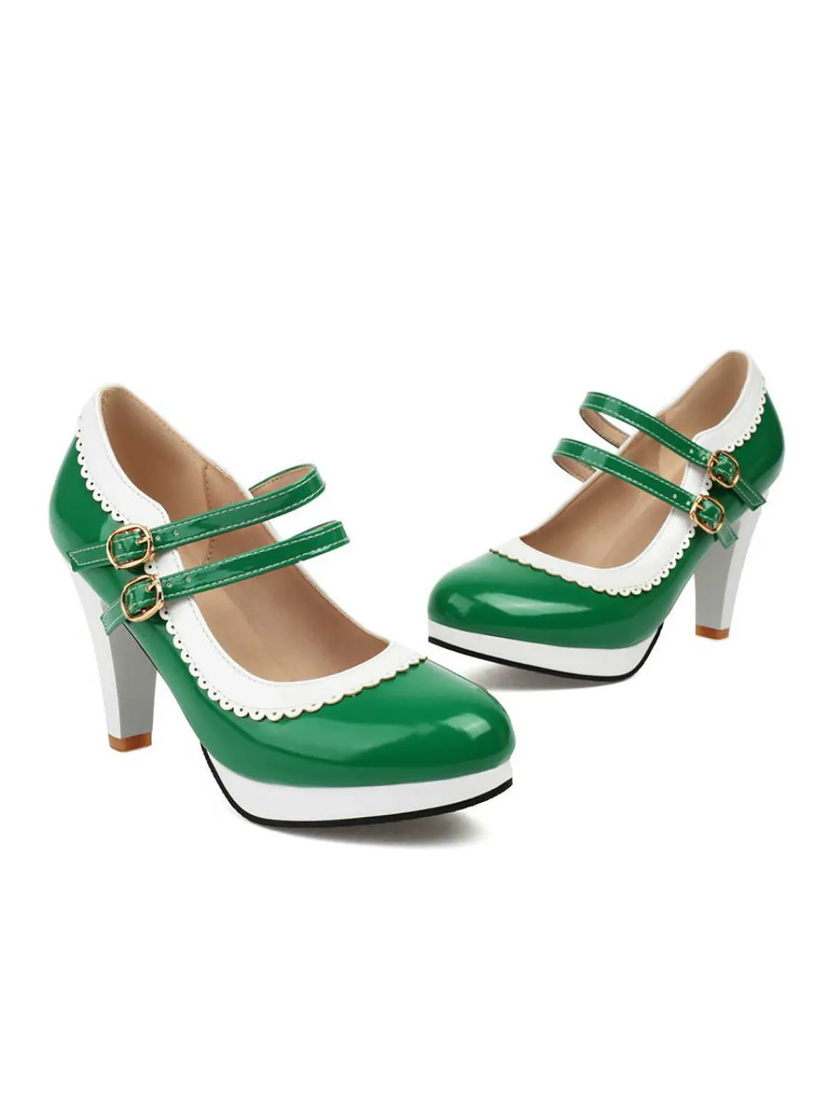 Discount Retro Stage Retro Mary Jane Chunky High Heels Shoes