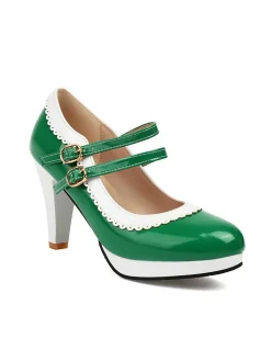 Discount Retro Stage Retro Mary Jane Chunky High Heels Shoes