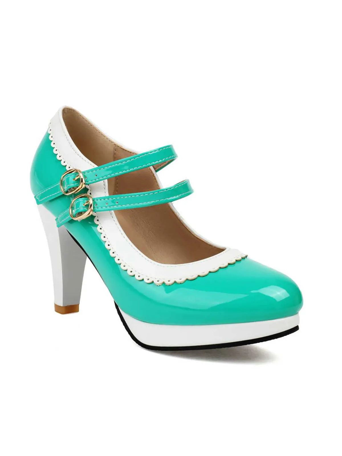 Discount Retro Stage Retro Mary Jane Chunky High Heels Shoes