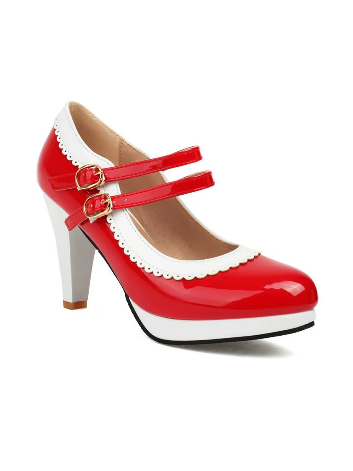 Discount Retro Stage Retro Mary Jane Chunky High Heels Shoes