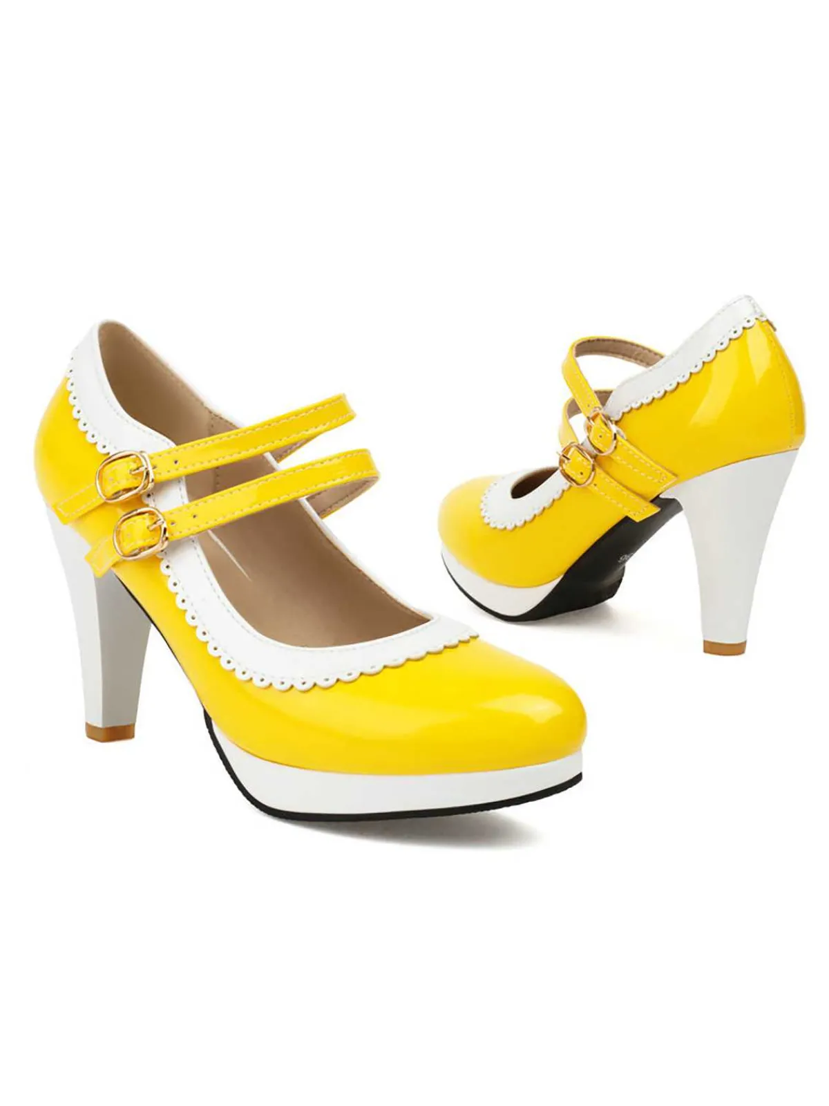 Discount Retro Stage Retro Mary Jane Chunky High Heels Shoes