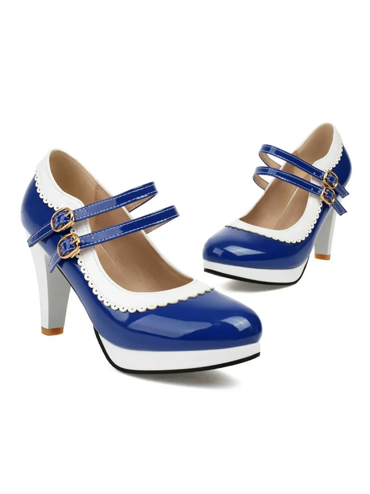 Discount Retro Stage Retro Mary Jane Chunky High Heels Shoes