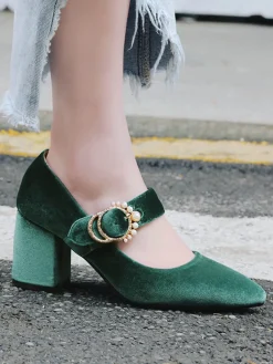 Best Retro Stage Retro Mary Jane Chunky High Heel Shoes