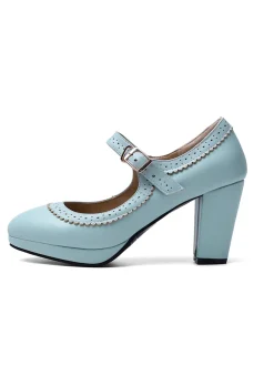 Hot Retro Stage Retro Mary Jane Leather Chuny Heels