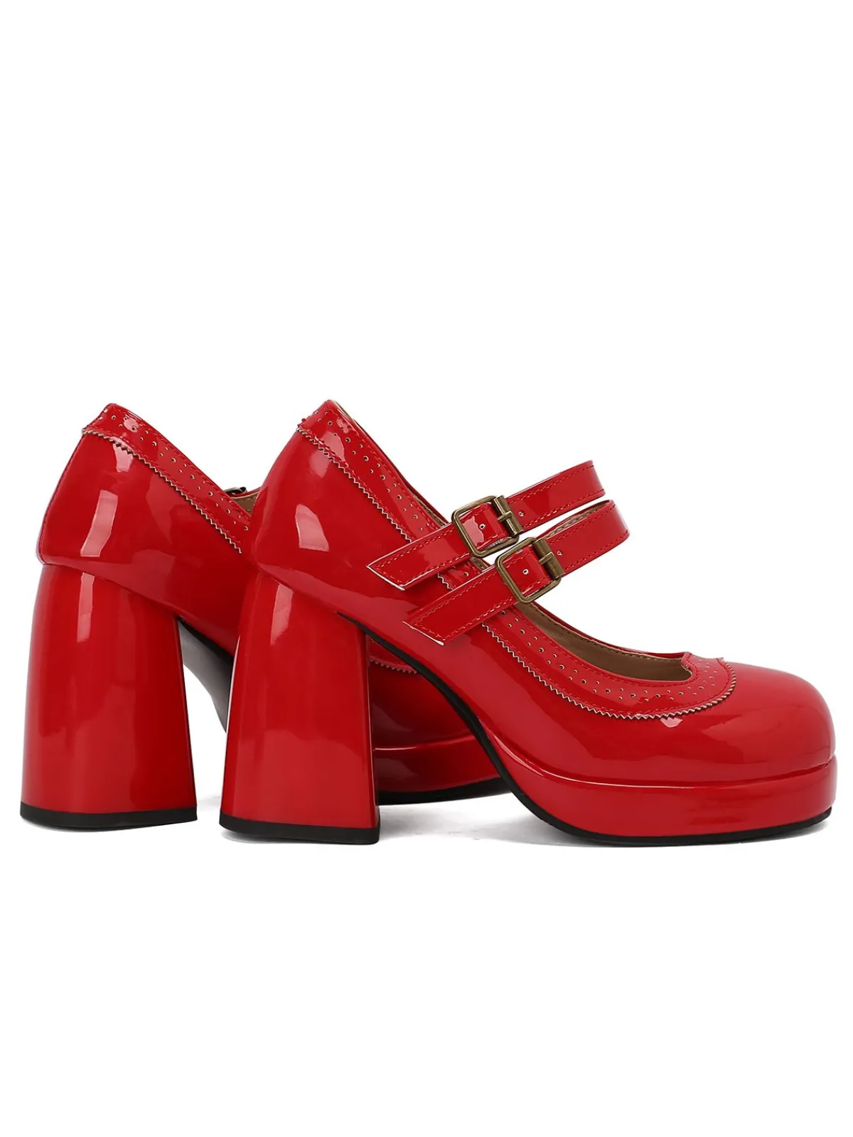 Hot Retro Stage Retro Mary Jane Patent Leather Platform Chuny Heels