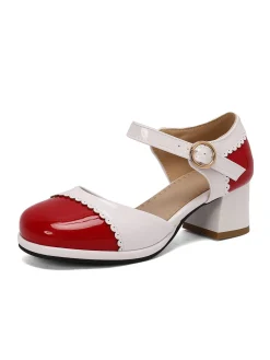 Best Retro Stage Retro Mary Jane Round Toe High Heel Shoes