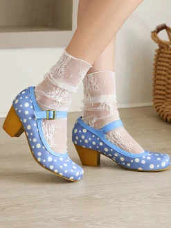Discount Retro Stage Retro Mid Heels Mary Jane Shoes