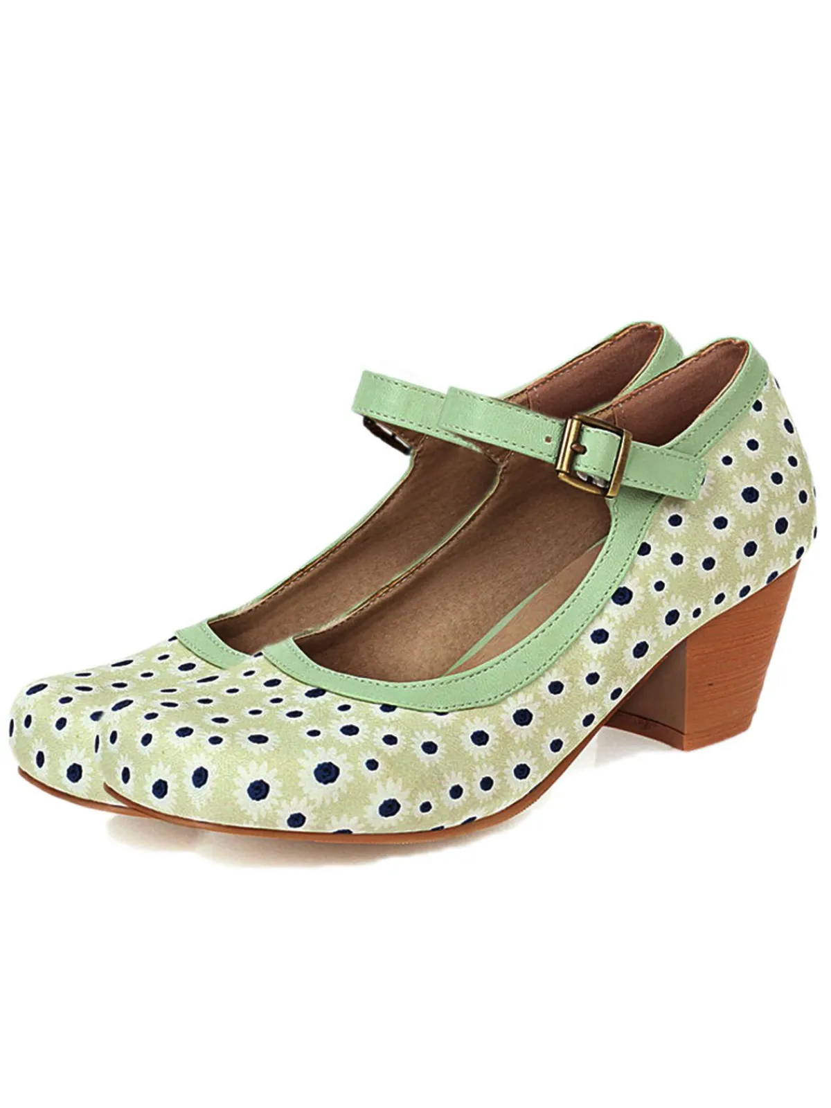 Discount Retro Stage Retro Mid Heels Mary Jane Shoes
