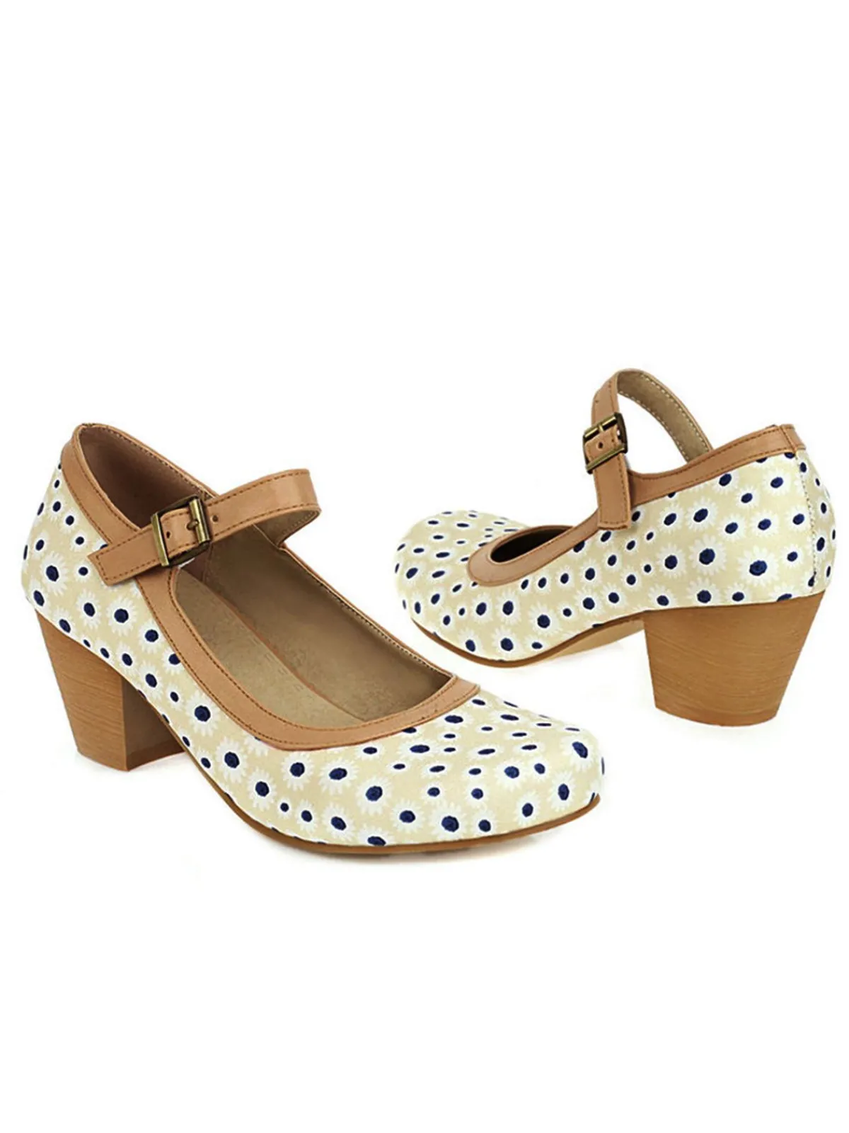 Discount Retro Stage Retro Mid Heels Mary Jane Shoes