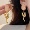 Hot Retro Stage Retro Pale Pink Tulip Pearl Earrings