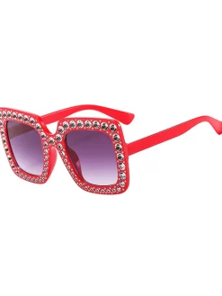 Online Retro Stage Retro Party Rhinestone Sqaure Sunglasses