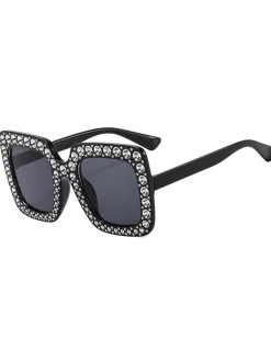 Online Retro Stage Retro Party Rhinestone Sqaure Sunglasses