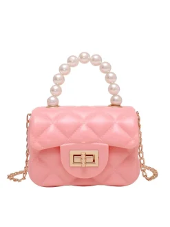 Clearance Retro Stage Retro Pearl Argyle Chain Strap Mini Handbag