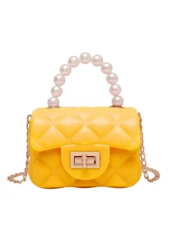 Outlet Retro Stage Retro Pearl Argyle Chain Strap Mini Handbag