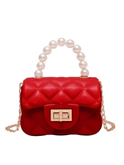 Outlet Retro Stage Retro Pearl Argyle Chain Strap Mini Handbag