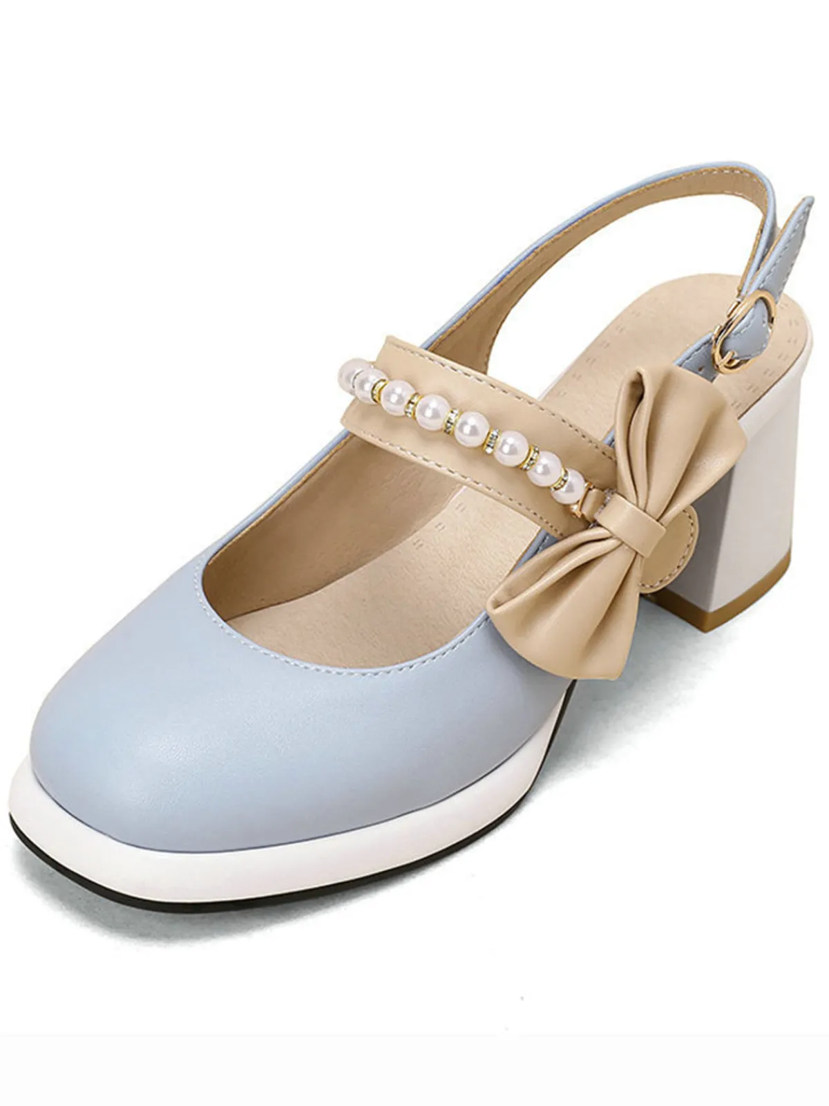 Outlet Retro Stage Retro Pearl Décor Sling Back Shoes