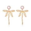 Outlet Retro Stage Retro Pearl Dragonfly Wire Dangle Earrings