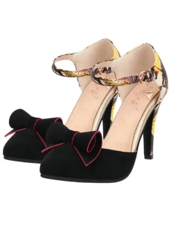 Sale Retro Stage Retro Pointed Toe Bow High Heel Shoes