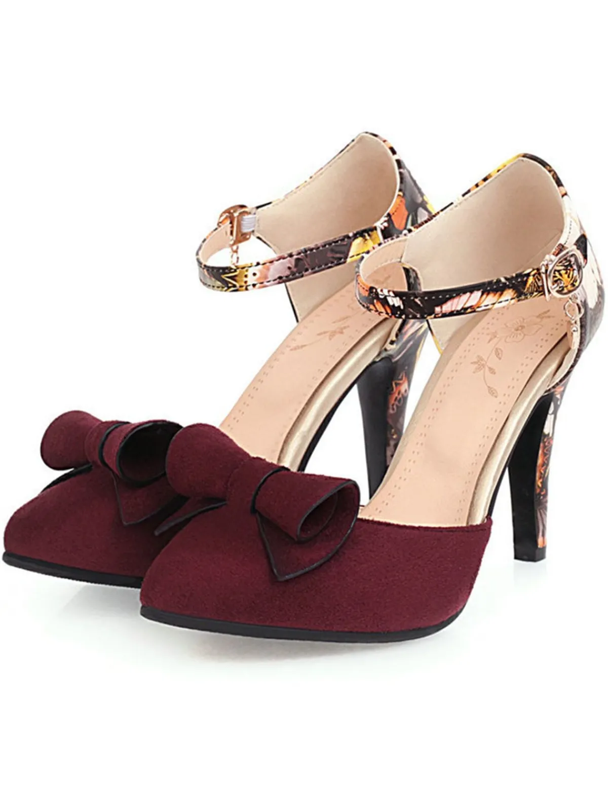 Sale Retro Stage Retro Pointed Toe Bow High Heel Shoes