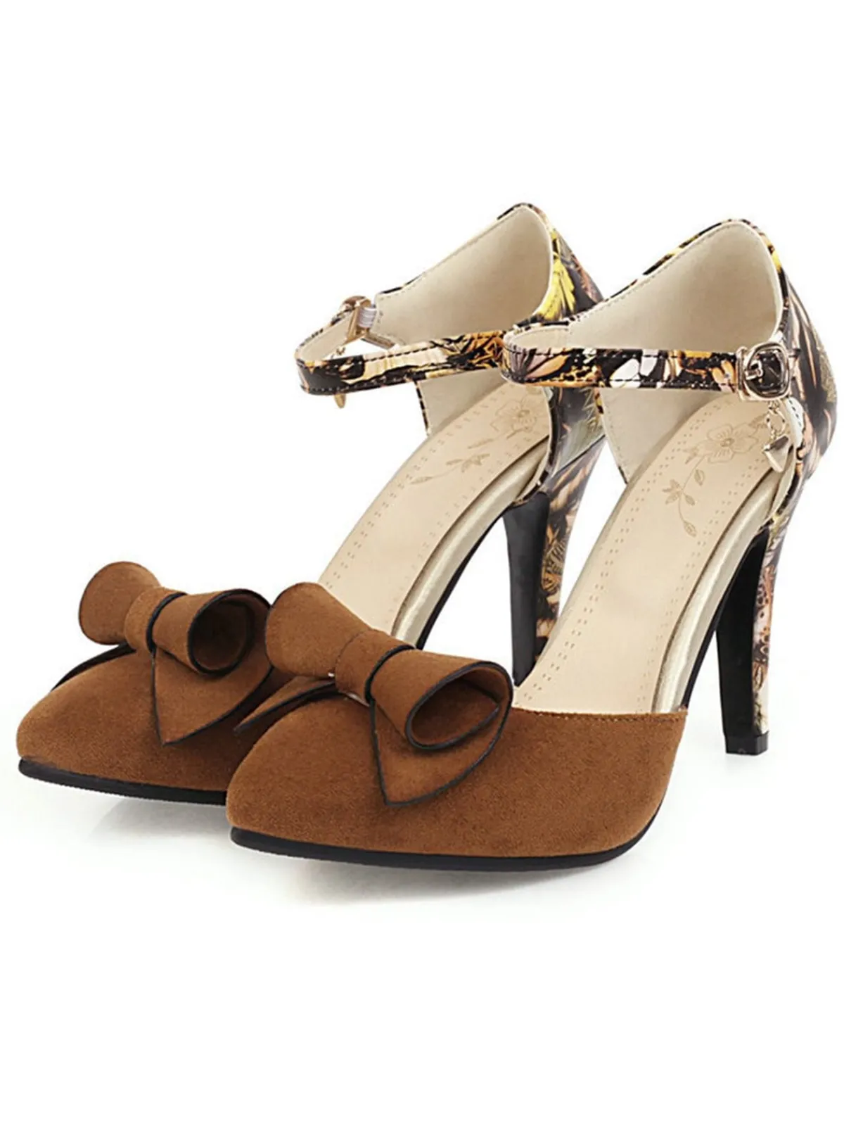 Outlet Retro Stage Retro Pointed Toe Bow High Heel Shoes