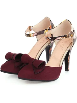 Outlet Retro Stage Retro Pointed Toe Bow High Heel Shoes