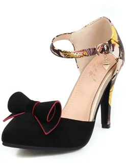 Outlet Retro Stage Retro Pointed Toe Bow High Heel Shoes