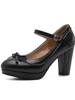 Clearance Retro Stage Retro Pointed Toe Leather Mary Jane Heels