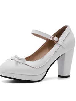 Clearance Retro Stage Retro Pointed Toe Leather Mary Jane Heels