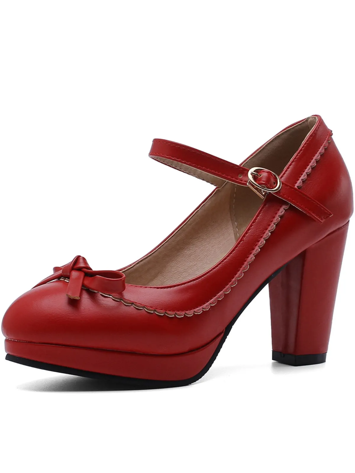 Clearance Retro Stage Retro Pointed Toe Leather Mary Jane Heels