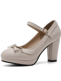 Clearance Retro Stage Retro Pointed Toe Leather Mary Jane Heels