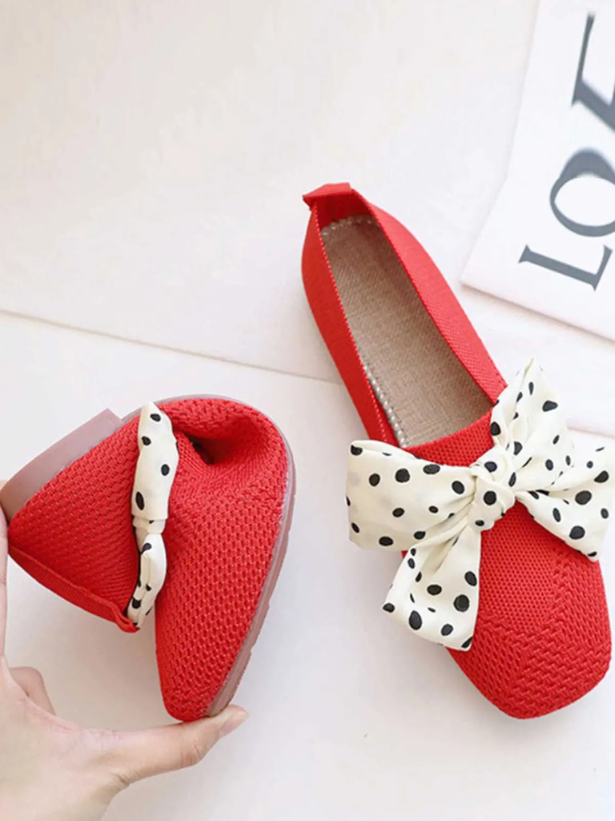 Fashion Retro Stage Retro Polka Dot Bow Soft Sole Shoes
