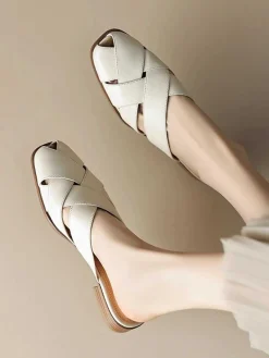 New Retro Stage Retro PU Leather Woven Sandals