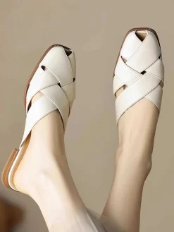 New Retro Stage Retro PU Leather Woven Sandals