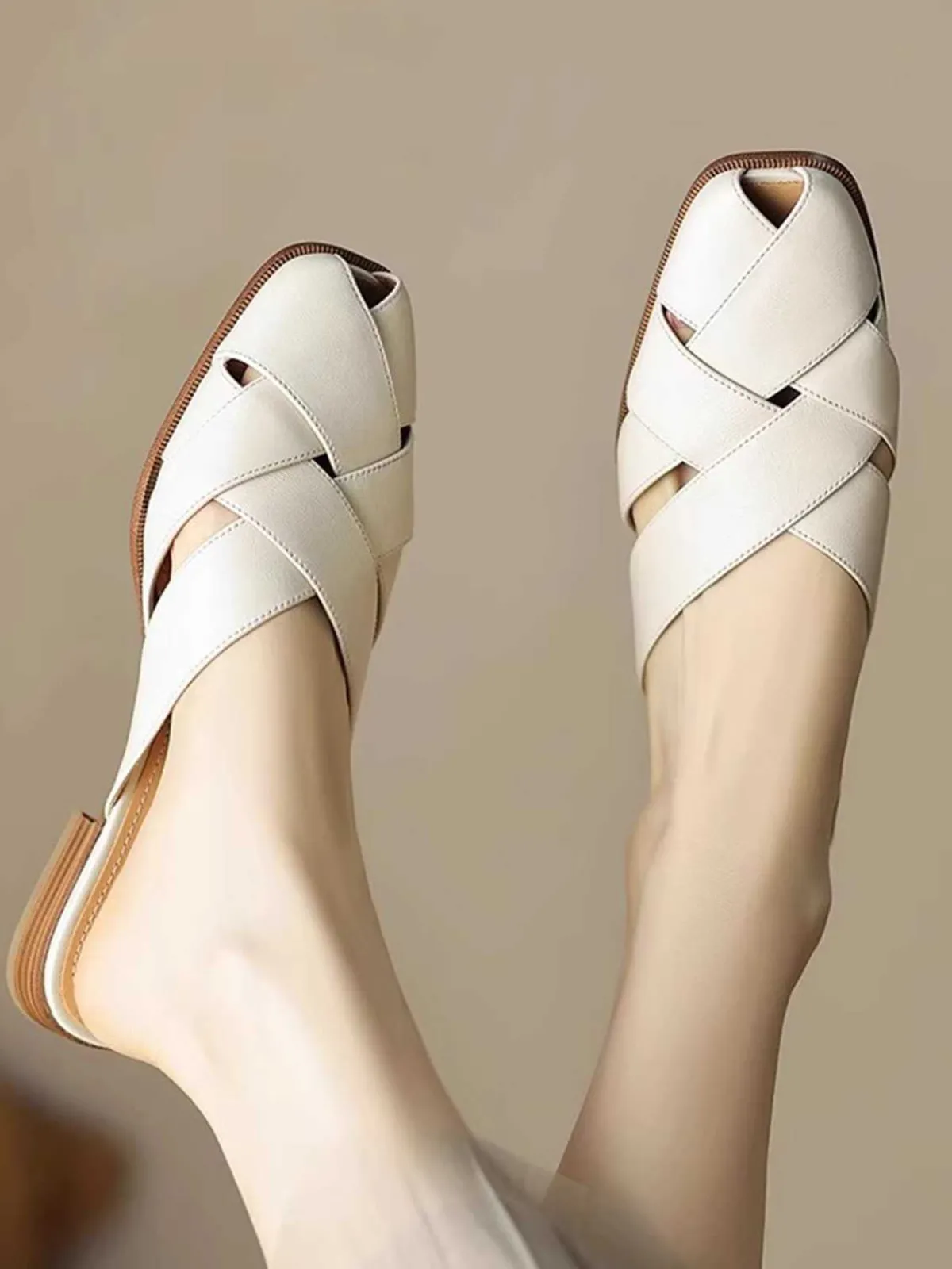 New Retro Stage Retro PU Leather Woven Sandals