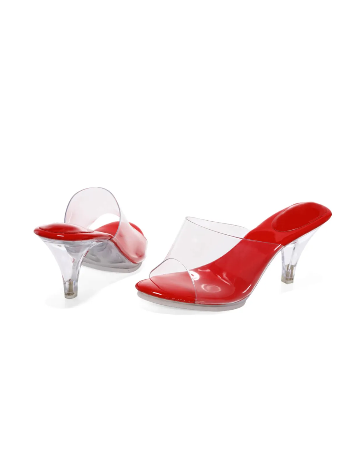 Sale Retro Stage Retro Transparent Instep Heeled Sandals Red