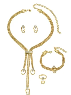 Outlet Retro Stage Retro Rhinestoned Gold Accessories Set