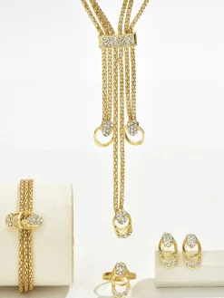 Outlet Retro Stage Retro Rhinestoned Gold Accessories Set