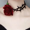 Best Retro Stage Retro Rose Flannel Flower Velvet-Necklace
