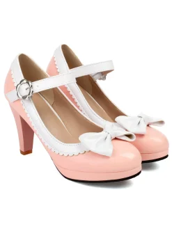 New Retro Stage Retro Round Toe Bow High Heels Shoes