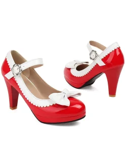 New Retro Stage Retro Round Toe Bow High Heels Shoes