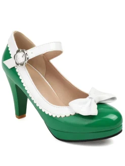 New Retro Stage Retro Round Toe Bow High Heels Shoes