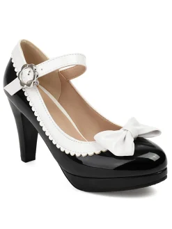 New Retro Stage Retro Round Toe Bow High Heels Shoes