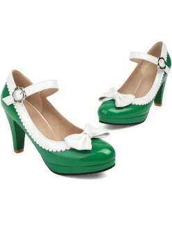 New Retro Stage Retro Round Toe Bow High Heels Shoes