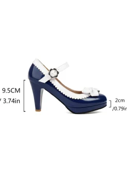 New Retro Stage Retro Round Toe Bow High Heels Shoes