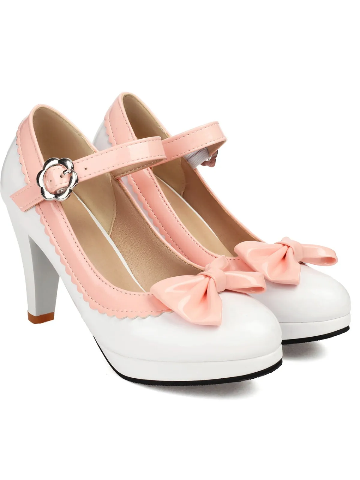 New Retro Stage Retro Round Toe Bow High Heels Shoes